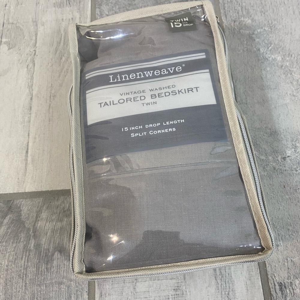 Vintage Washed Tailored Bedskirt - Twin, Gray